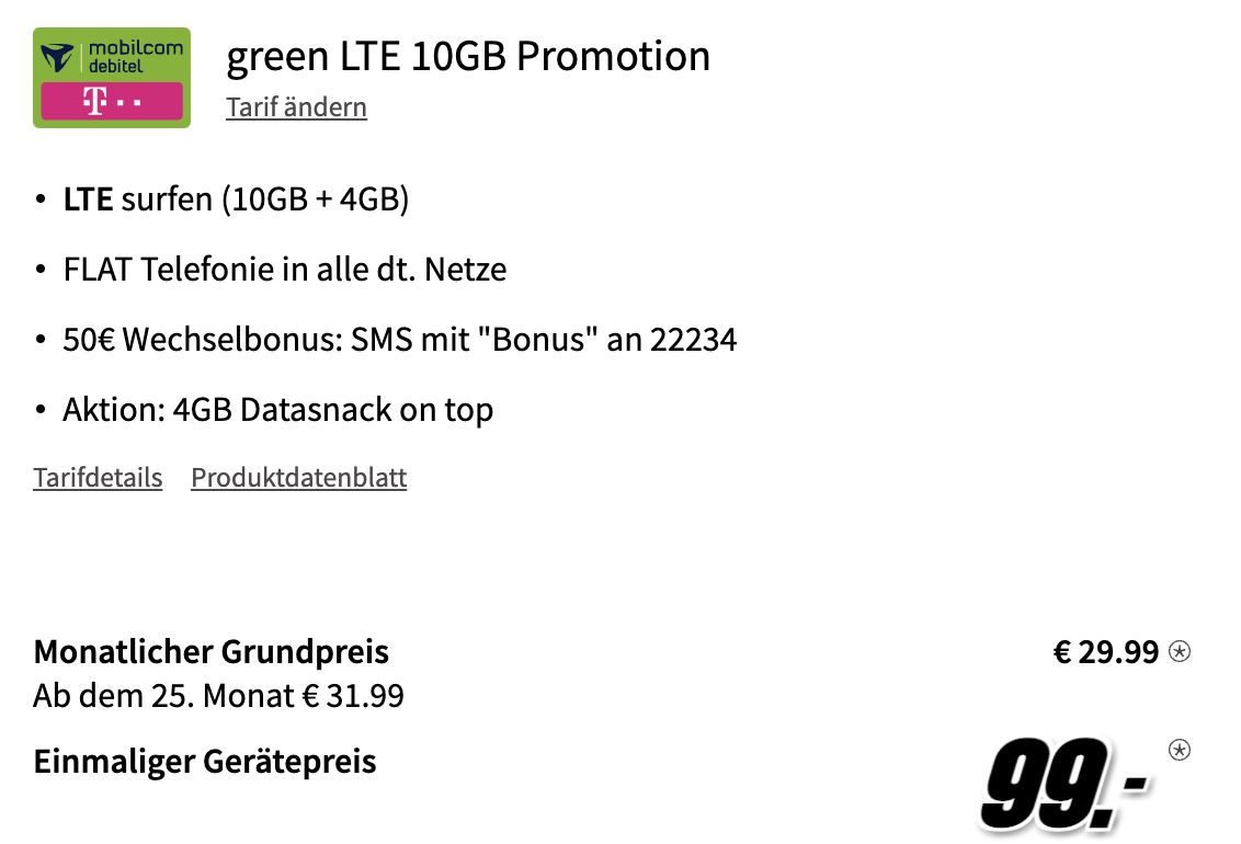 Google Pixel 6 Pro 128 GB für 99€ + Telekom Allnet Flat mit 14GB LTE für 29,99€ mtl. + 50€ Bonus