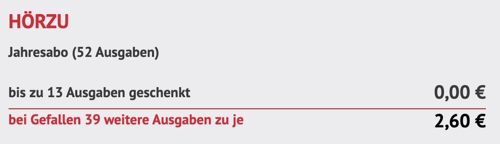 Bis zu 13 Ausgaben der HÖRZU TV Zeitschrift GRATIS (statt 34€)