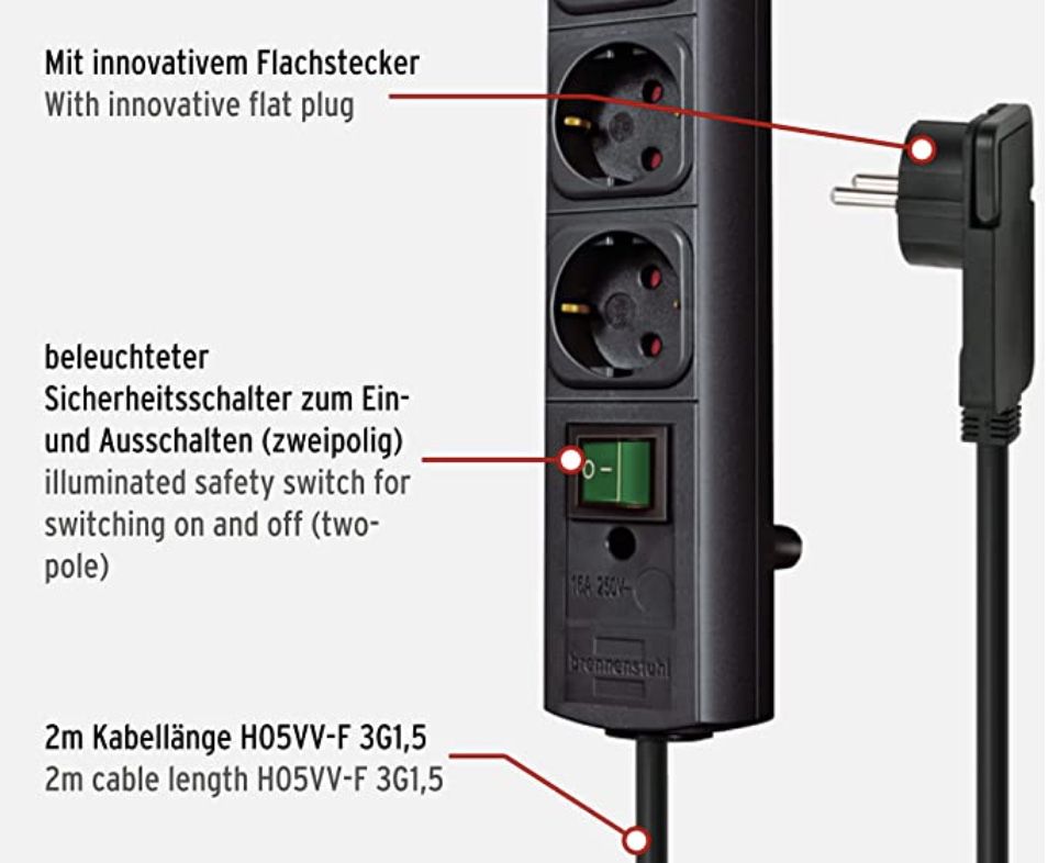 Brennenstuhl Comfort Line Plus Steckdosenleiste 6 Fach für 7,17€ (statt 10€)