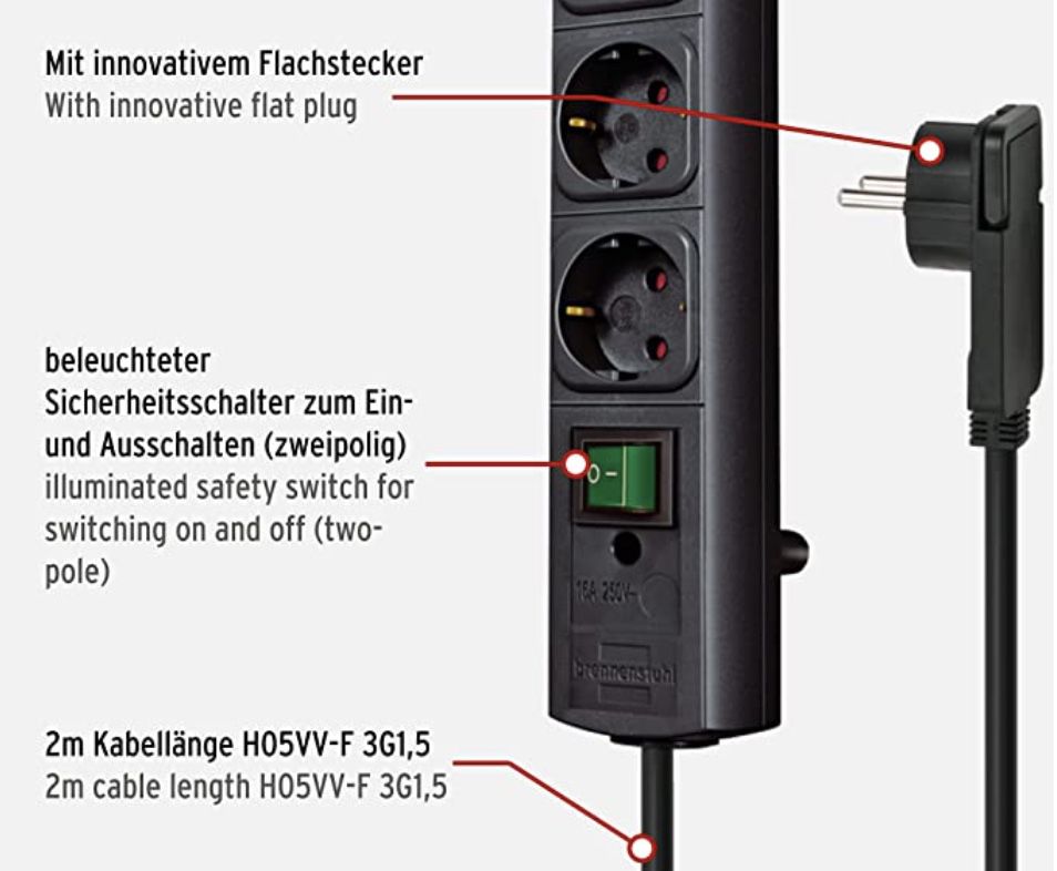 Brennenstuhl Comfort Line Plus Steckdosenleiste 6 Fach für 9,99€ (statt 14€)