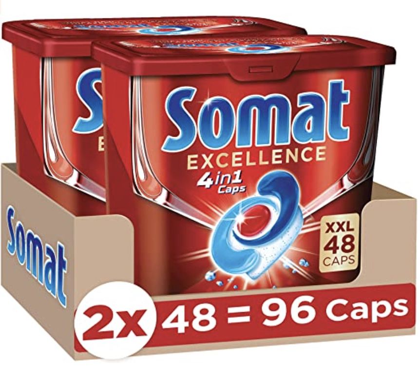 96er Pack Somat Excellence 4in1 Caps Spülmaschinentabs in wasserlöslicher Hülle ab 12€ (statt 22€) &#8211; Prime Sparabo