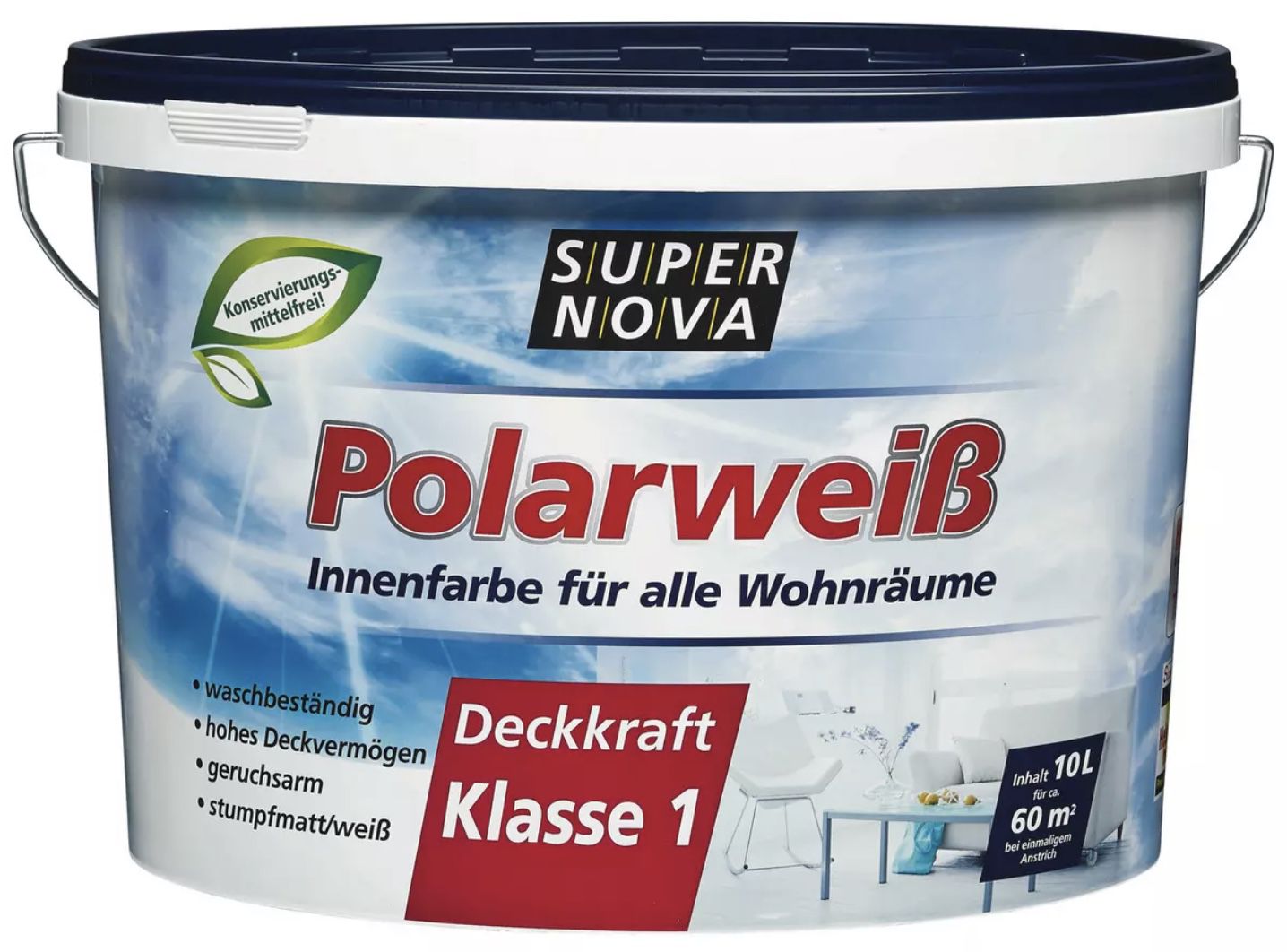 10x 10 Liter Super Nova Polarweiß Raumfarbe für 343,85€