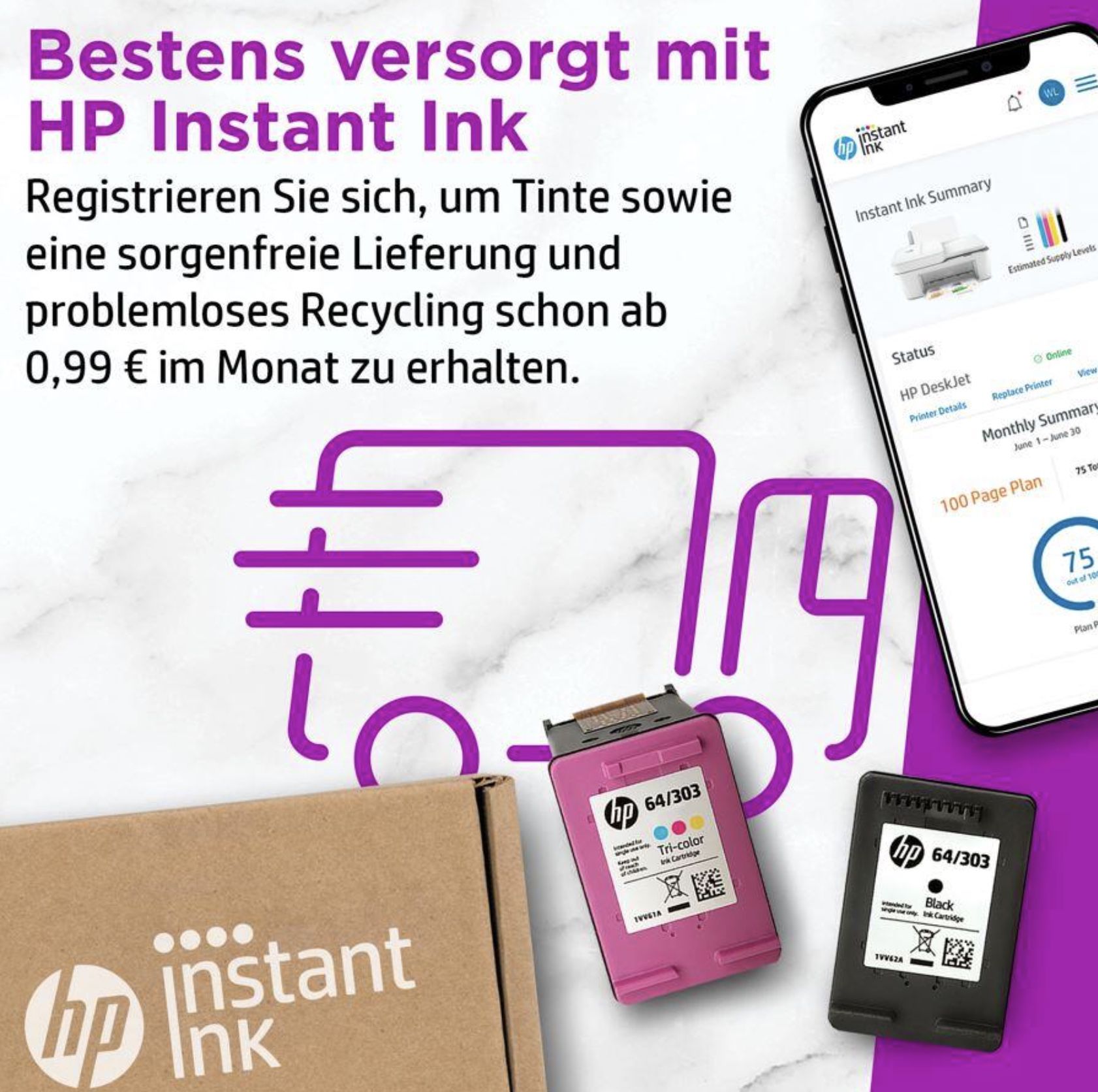 HP DeskJet 4120e Tintenstrahl Multifunktionsgerät für 54,99€ (statt 72€)