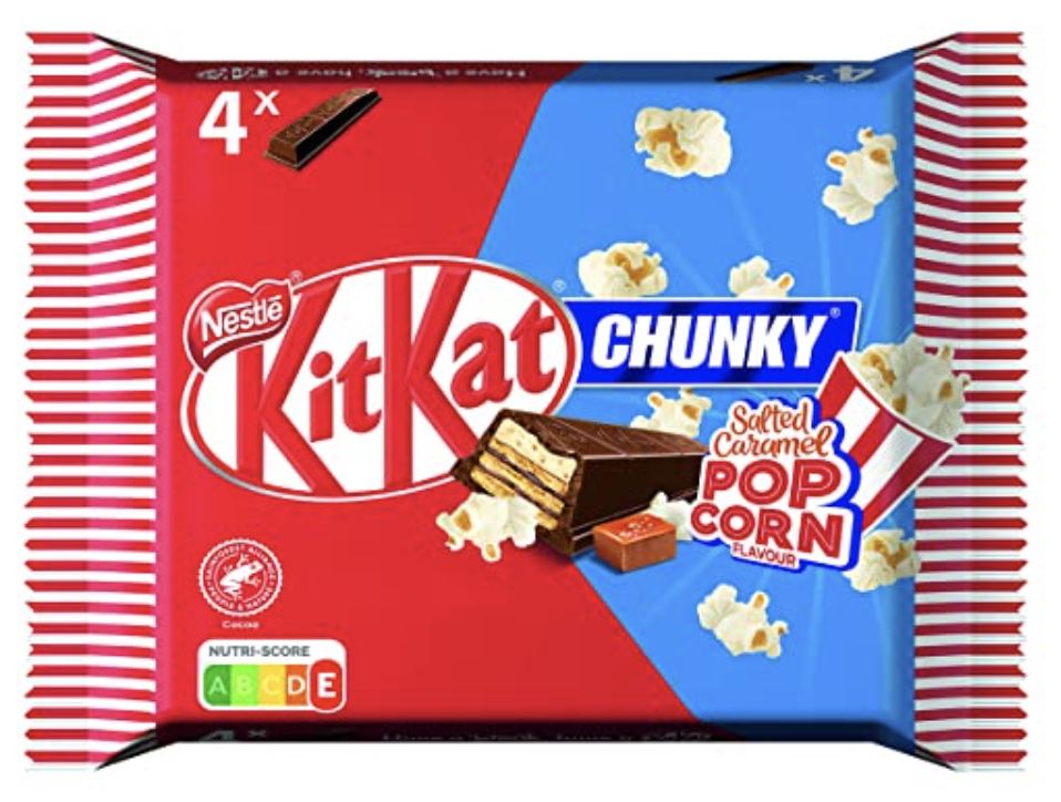 20x 4er Pack Kitkat Nestlé ChunKy Schokoriegel mit Salted Caramel Popcorn Geschmack für 26,55€ (statt 35€)
