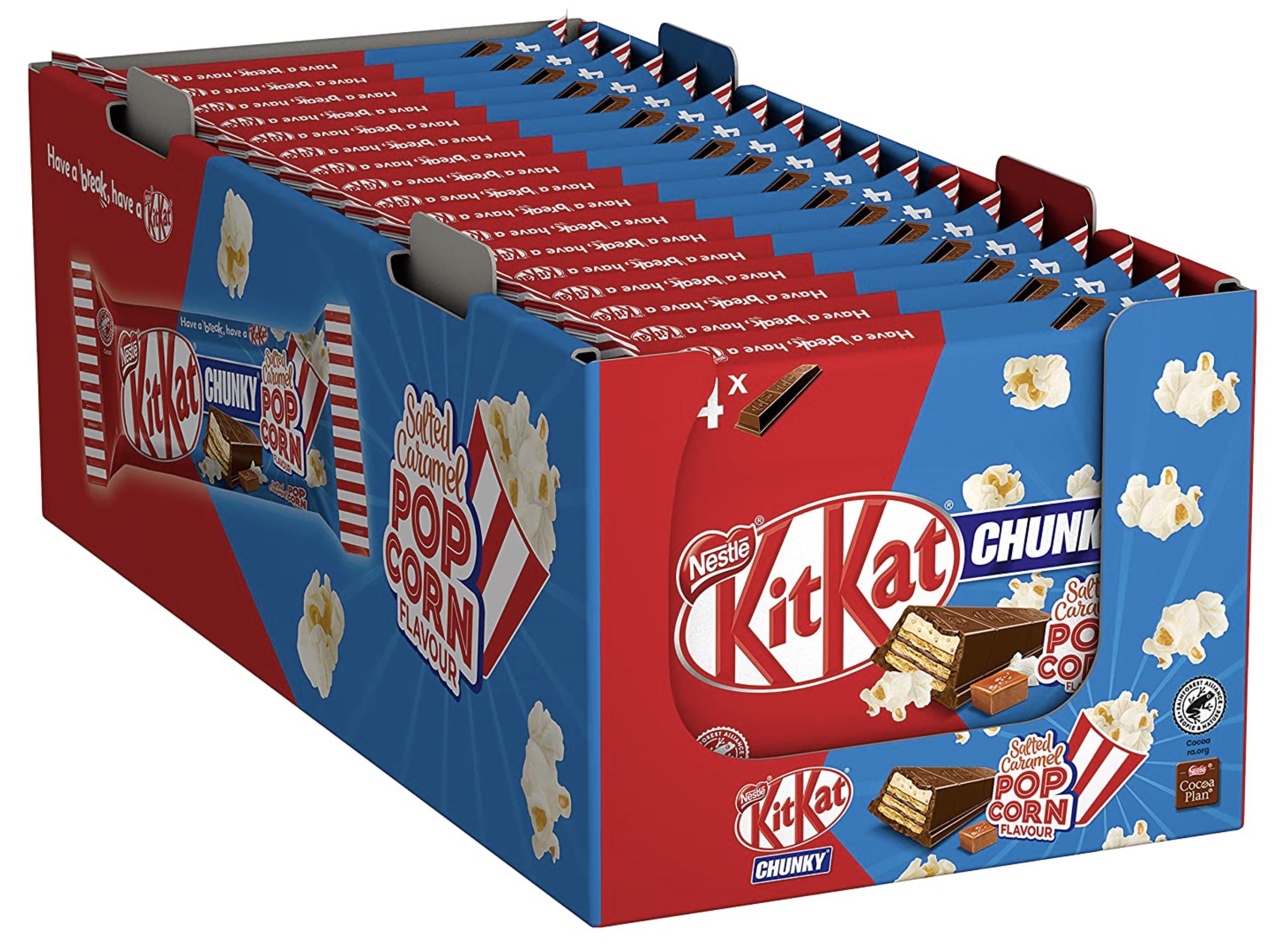 20x 4er Pack Kitkat Nestlé ChunKy Schokoriegel mit Salted Caramel Popcorn Geschmack für 26,55€ (statt 35€)