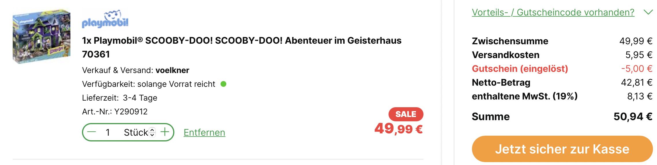 Playmobil Scooby Doo!   Abenteuer im Geisterhaus (70361) für 50,94€ (statt 70€)