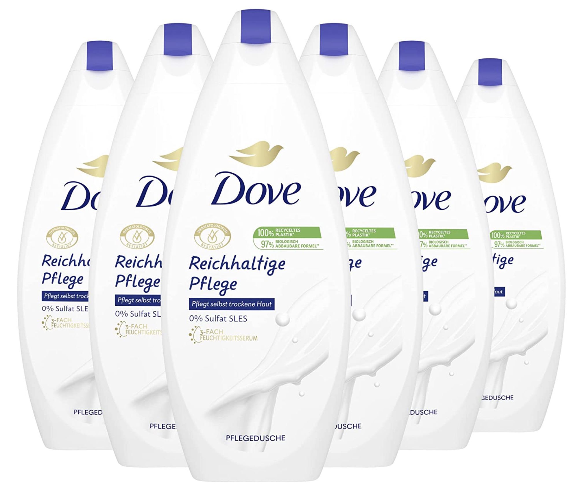 6x Dove Duschgel Reichhaltige Pflege mit 0% Sulfat für 7,16€ (statt 11€)   Prime Sparabo