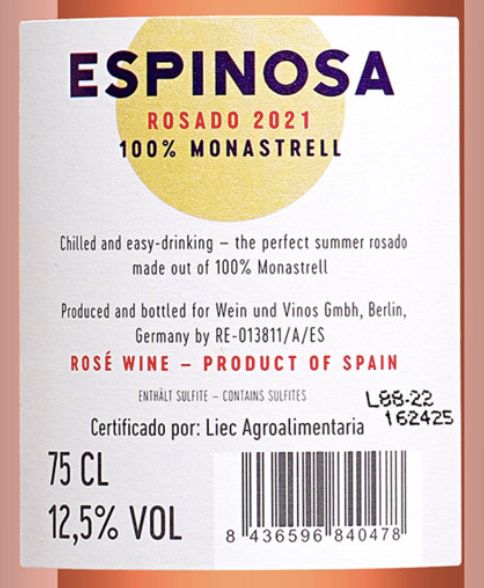 12 Flaschen Espinosa Rosado Wein 2021 für 42,89€