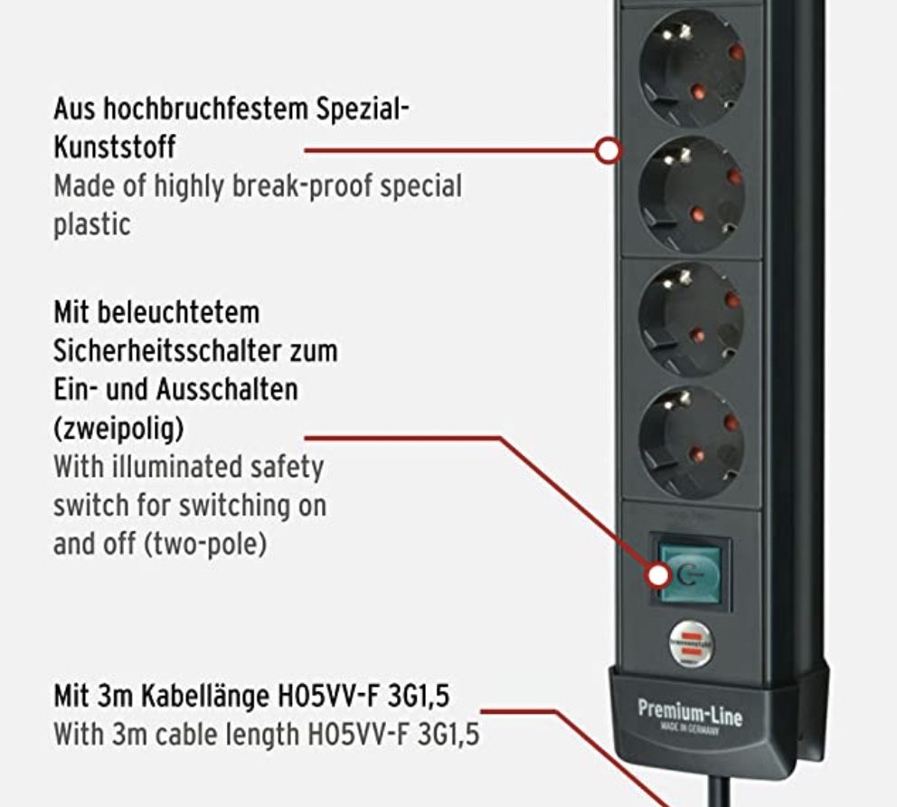 Brennenstuhl Premium Line 6 Fach Steckdosenleiste für 11,83€ (statt 17€)