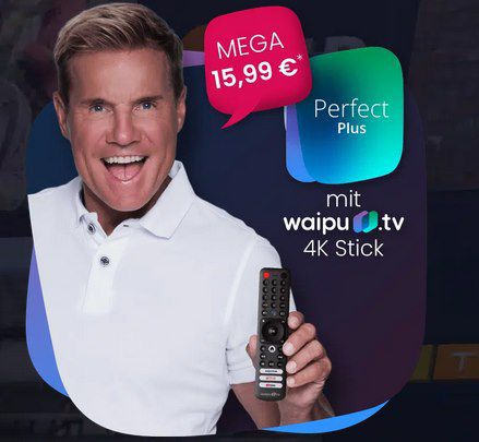 12 Monate waipu TV Perfect Plus inkl. Pay TV Sender + waipu 4K TV Stick für 15,99€ mtl.
