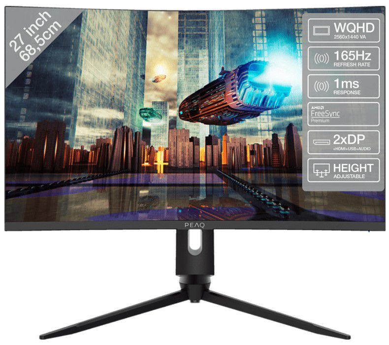 PEAQ PMO G270 CQK curved 27 Zoll Gaming Monitor 165Hz für 259€ (statt 299€)