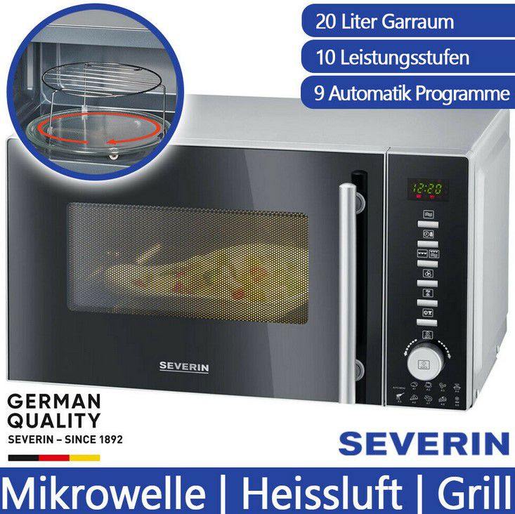 Severin MW 7865 Mikrowelle + Heißluft + Grill 800 Watt 20l für 89,99€ (statt 106€)