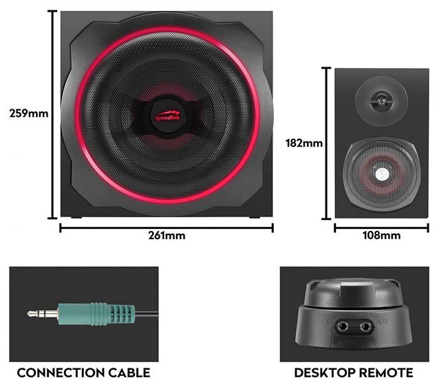 Speedlink Gravity RGB 2.1 Subwoofer BT Soundsystem für 83,38€ (statt 95€)