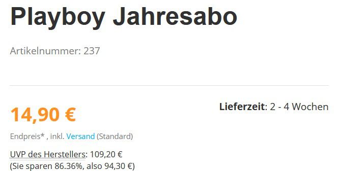 Playboy Jahresabo mit 15 Ausgaben für 14,90€ (statt 155€)