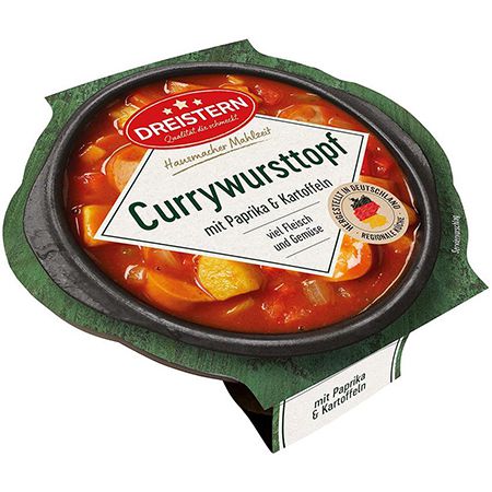 4x Dreistern Currywurst mit Paprika and Kartoffeln, 400 g ab 7,55€ (statt 9€) &#8211; Prime Sparabo