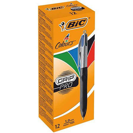 12er Pack BIC 4 Colours Grip Pro Kugelschreiber Set mit gummierter Griff-Fläche ab 12,86€ (statt 22€) &#8211; Prime