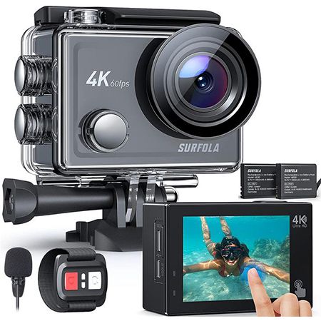 Surfola 4K 20MP Action Cam mit Touchscreen und Fernbedienung für 62,99€ (statt 90€)