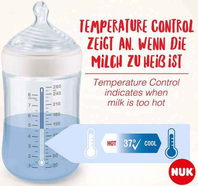NUK Nature Sense Babyflaschen Twin Set   260ml + 150ml + Schnuller für 12,79€ (statt 18€)