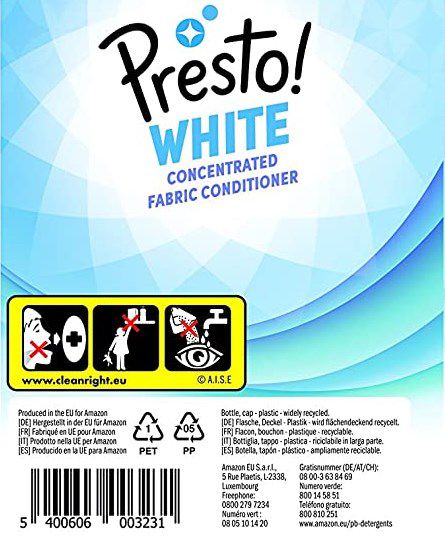 6x Amazon Presto Weichspüler weiß für je 60 Waschgänge ab 10,66€ (statt 13,50€)