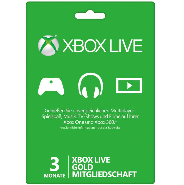 3 Monate Microsoft Xbox Live Gold Mitgliedschaft für 6,58€ (statt 18€)