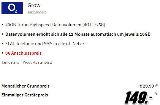 Sony Xperia 1 III 5G für 149€ + 40GB o2 Grow Allnet Flat für mtl. 29,99€ + Tauschprämie