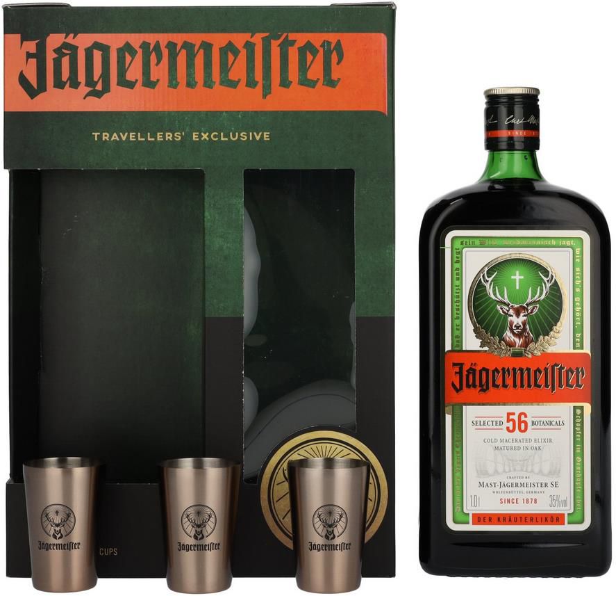 3x Jägermeister 1L Flasche + 9 Metal Shot Cups in Geschenkverpackung für 53,70€ (statt 62€)