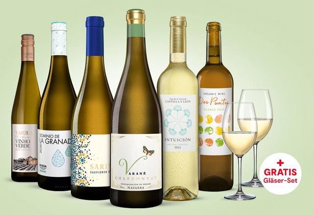 6 Flaschen Spanische Weißweine + Gläser Set von Schott Zwiesel für 29,99€ (statt 54€)