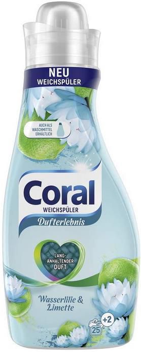 4x Coral Dufterlebnis Weichspüler   Wasserlilie und Limette ab 5,61€   Prime Sparabo