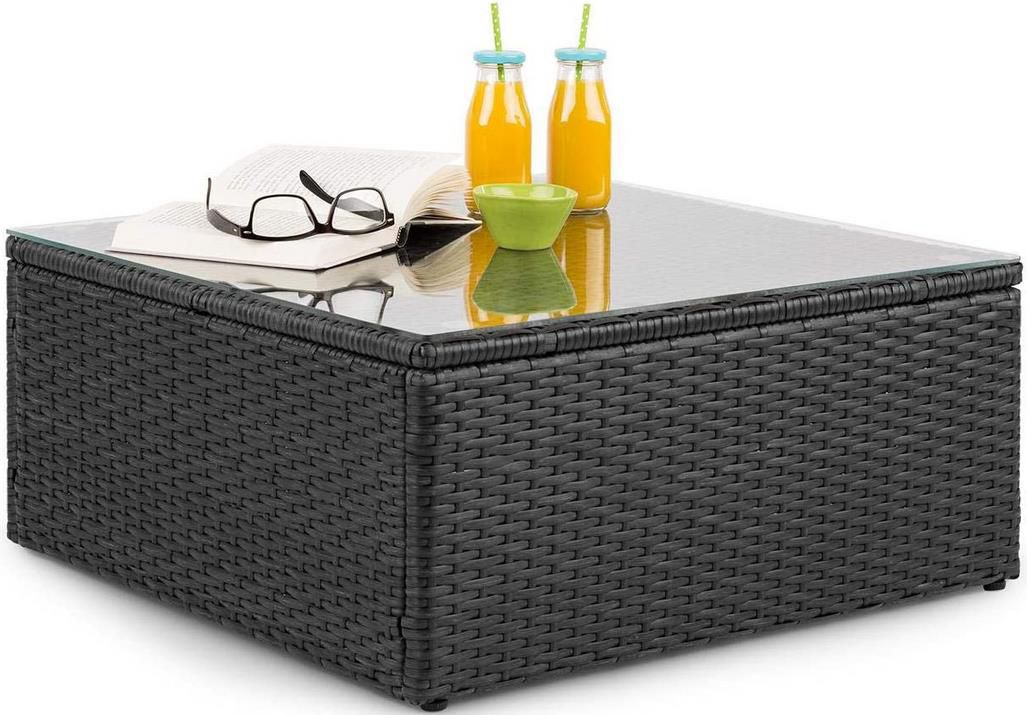 blumfeldt Theia Loungetisch aus Polyrattan mit Glasplatte für 79,99€ (statt 97€)