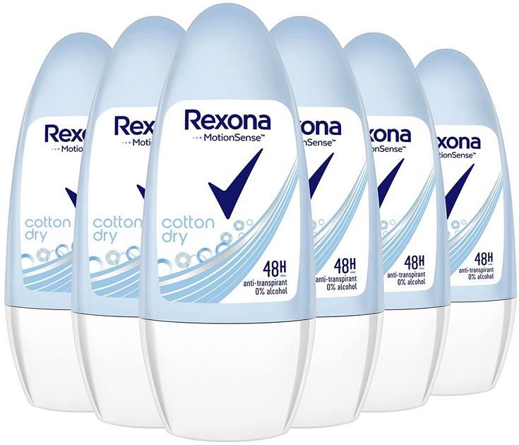 6er Pack Rexona MotionSense Deo Roll On Cotton Dry ab 9,36€ (statt 12€)   Prime Sparabo