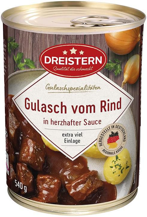 4x Dreistern Rindergulasch in herzhafter Sauce, 540g ab 17,46€ (statt 24€)   Prime Sparabo