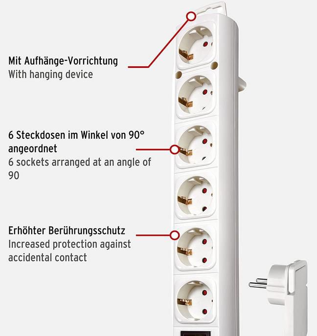 Brennenstuhl Comfort Line Plus 6 Fach Steckdosenleiste mit Flachstecker in Weiß für 8,18€ (statt 12€)   Prime