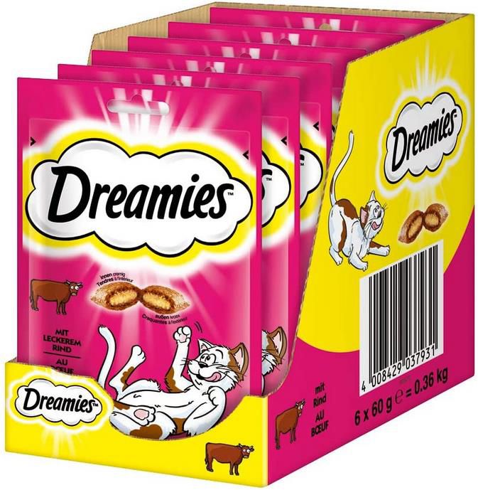 6er Pack Dreamies Klassiker Katzensnacks mit Rind ab 5,72€ (statt 11€)   Prime Sparabo