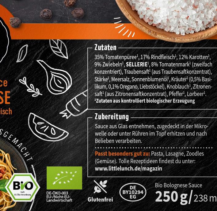 4x Little Lunch Bio Bolognese, 250g ab 8,95€ (statt 12€)   Prime Sparabo