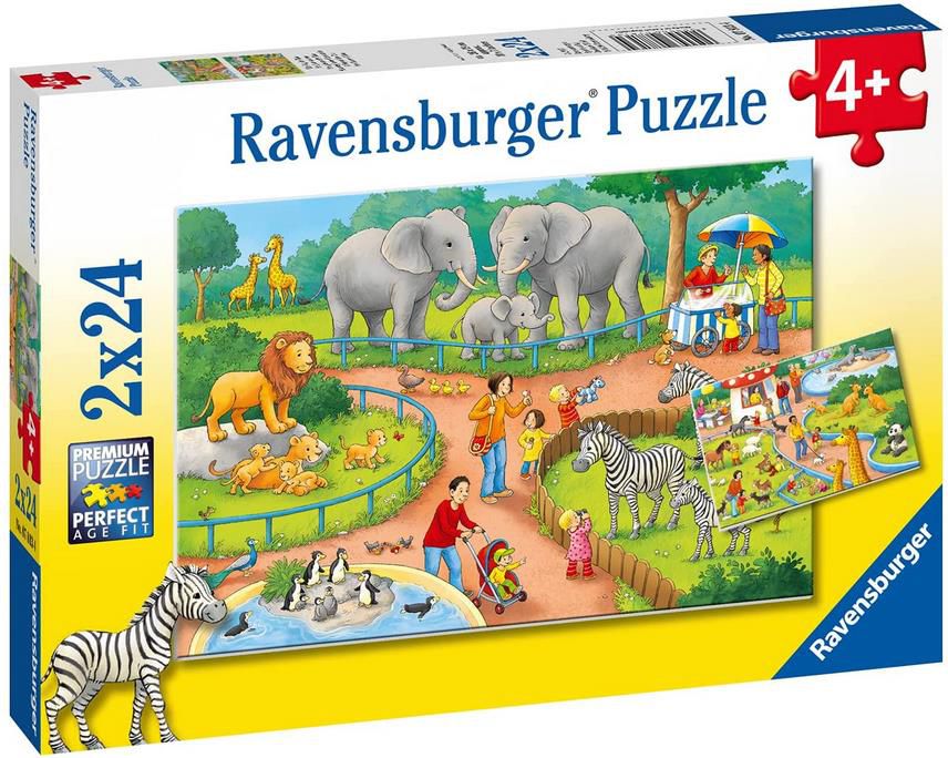 Ravensburger 07813 Ein Tag im Zoo Kinderpuzzle mit 2x24 Teilen für 2,91€ (statt 10€)   Prime