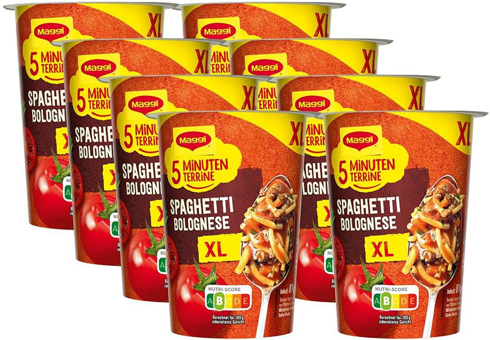 8er Pack MAGGI 5 Minuten Terrine XL Spaghetti Bolognese ab 9,59€ (statt 12€)   Prime Sparabo