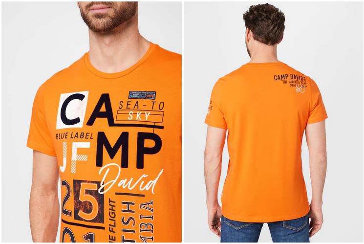 Camp David Herren T Shirt in Orange für 27,90€ (statt 35€)