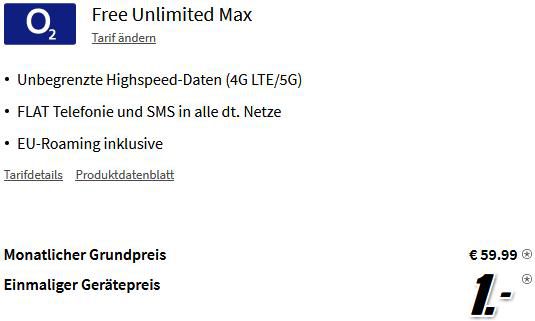 Huawei P50 Pocket mit 256GB für 1€ + o2 Allnet Flat mit Unlimited LTE/5G für 59,99€ mtl.