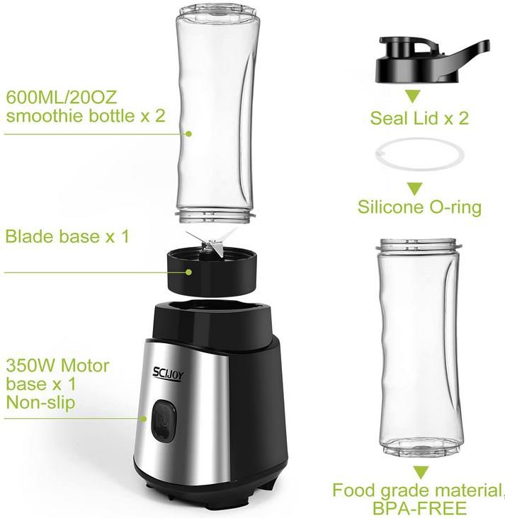 SCIJOY Standmixer mit 2 BPA freien 600ml Tritan Mixbechern für 22,49€ (statt 45€)   Prime