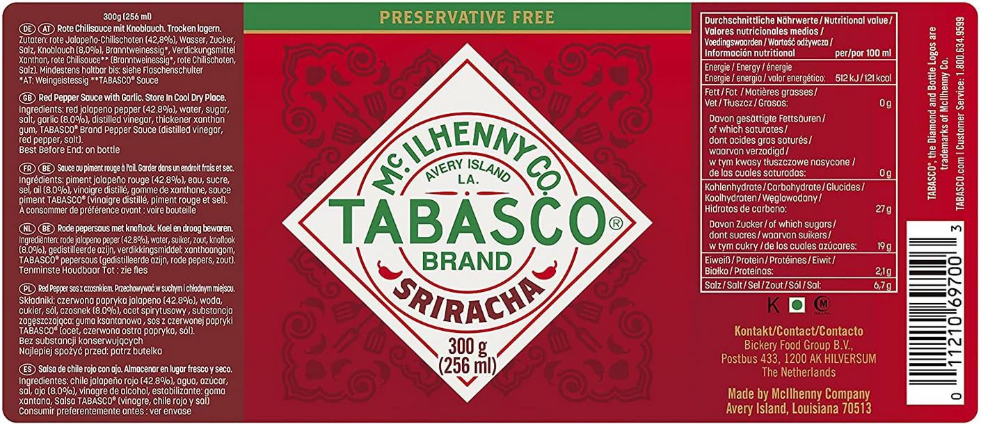 Tabasco Sriracha Sauce, 256ml ab 3,60€ (statt 5€)   Prime Sparabo