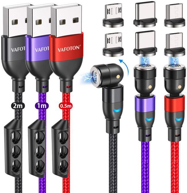 3er Pack Vafoton 3 in 1 USB C Magnet Ladekabel in drei Längen für 10,99€ (statt 22€)