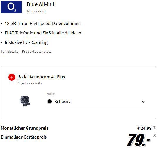Xiaomi 12X mit 256GB + Rollei Actioncam 4s Plus für 79€ mit o2 Allnet Flat und 18GB LTE für 24,99€ mtl.
