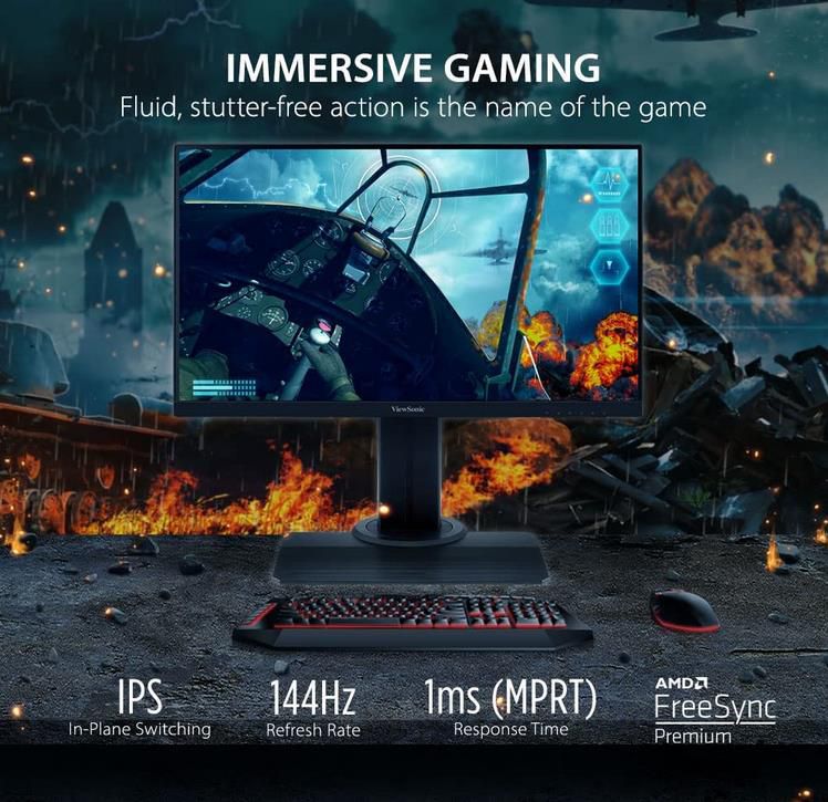 Viewsonic XG2705 2K 27 Zoll 2K Gaming Monitor, IPS Panel, 1 ms, 144 Hz, FreeSync Premium für 239€ (statt 269€)