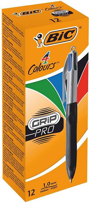 12er Pack BIC 4 Colours Grip Pro Kugelschreiber Set mit gummierter Griff Fläche ab 12,86€ (statt 22€)   Prime