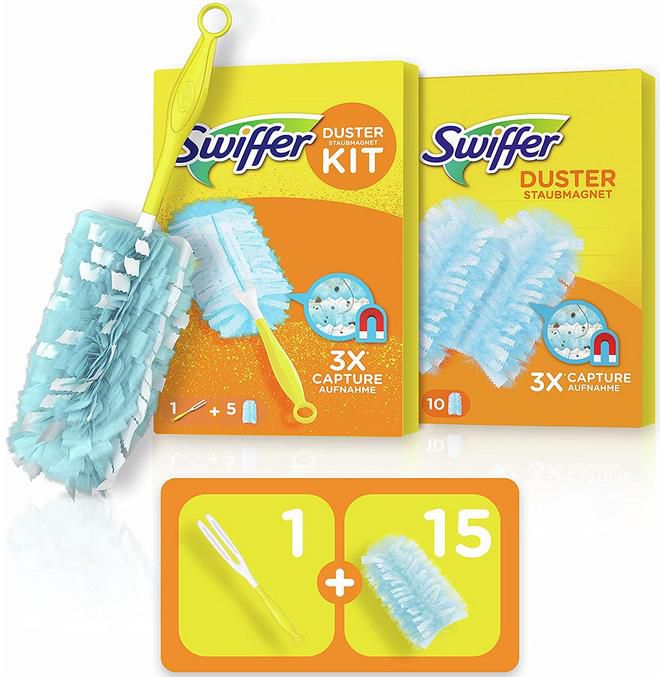 Swiffer Staubmagnet Starterset 1 Griff + 15 Tücher ab 13,98€ (statt 19€)   Prime Sparabo