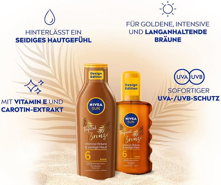 Nivea Sun Tropical Bronze LSF 6 Sonnencreme mit Carotin Extrakt und Vitamin E für 4,69€ (statt 7€)   Prime Sparabo