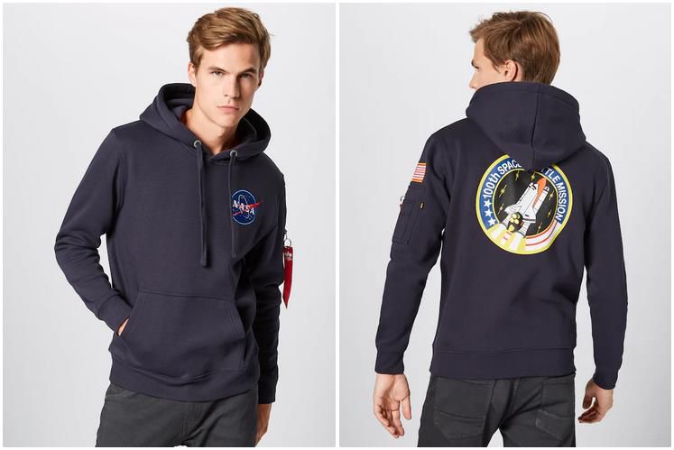 Alpha Industries Space Shuttle Herren Kapuzenpullover für 54,90€ (statt 75€)   Gr.: S   L