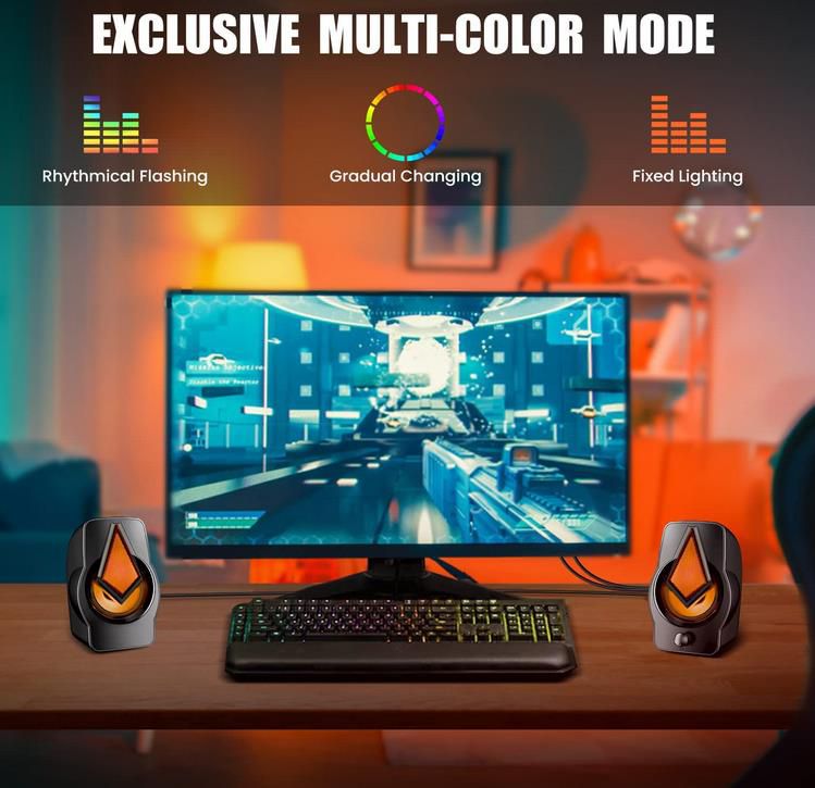 Hocosy 2.0 PC Lautsprecher mit RGB Beleuchtung und 10 Watt für 11,89€ (statt 17€)