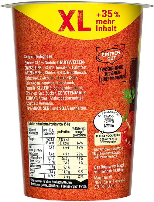 8er Pack MAGGI 5 Minuten Terrine XL Spaghetti Bolognese ab 9,59€ (statt 12€)   Prime Sparabo