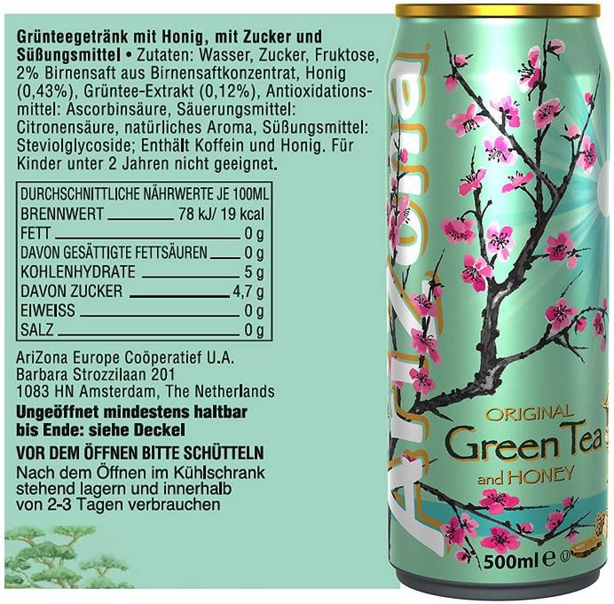 12er Pack Arizona Green Tea With Honey Dosen, 12x0.5l ab 7,49€ + Pfand (statt 13€)   Prime Sparabo